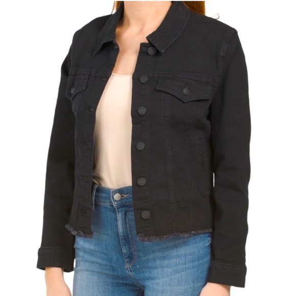 For The Republic Black Raw Hem Denim Jacket - Picture 3 of 12